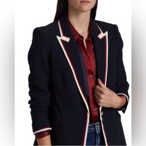 ✨ L’AGENCE Chamberlain Trim Single-Breasted Blazer Size 10 Excellent Condition ✨